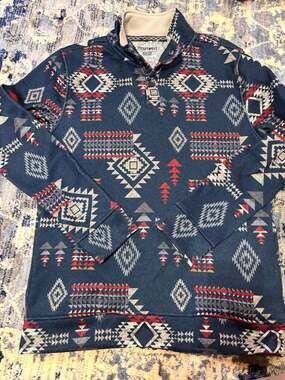 Departwest Southwestern Aztec Print Quarter Snap Pullover Medium